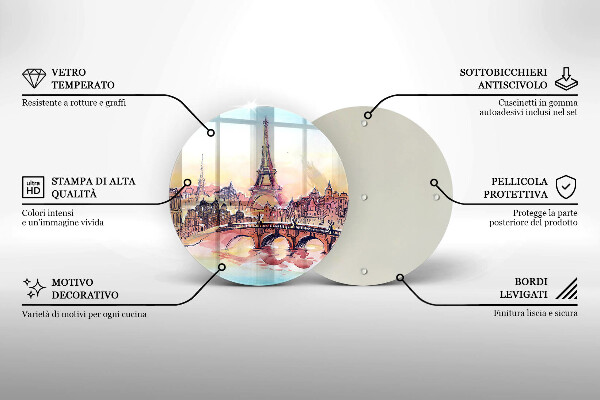 Üveg vágódeszka Párizs Eiffel-torony tája