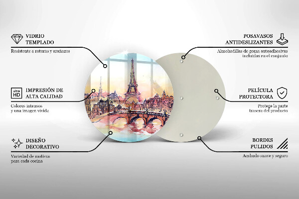 Üveg vágódeszka Párizs Eiffel-torony tája