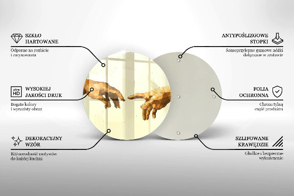 Üveg vágódeszka Ádám kezeinek teremtése