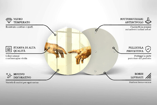 Üveg vágódeszka Ádám kezeinek teremtése