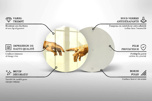 Üveg vágódeszka Ádám kezeinek teremtése