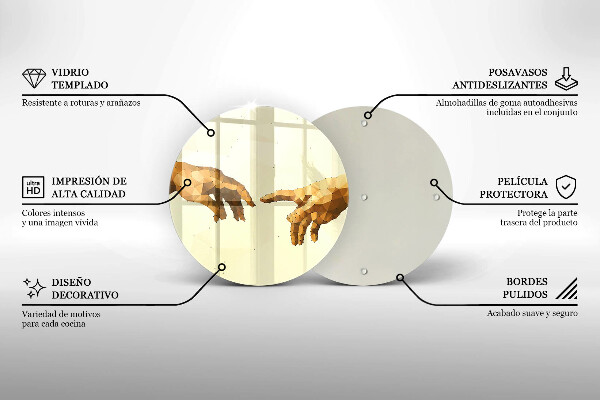 Üveg vágódeszka Ádám kezeinek teremtése