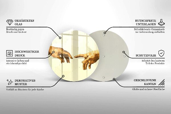 Üveg vágódeszka Ádám kezeinek teremtése