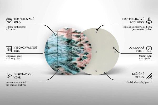 Üveg vágódeszka Boho madártollak