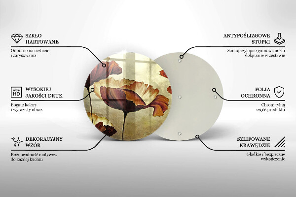 Üveg vágódeszka Festett boho virágok