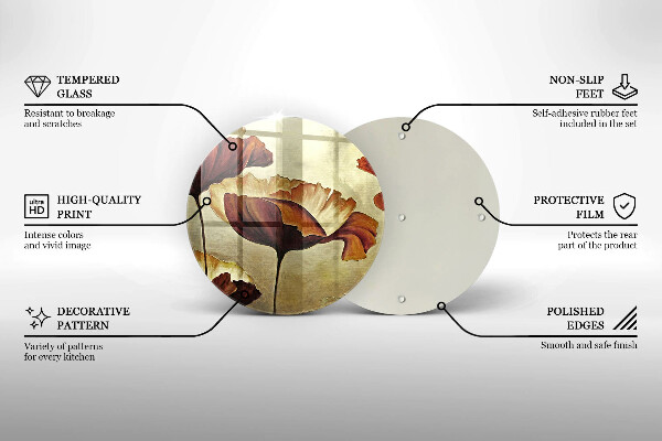 Üveg vágódeszka Festett boho virágok