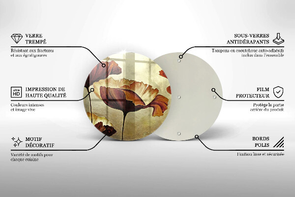 Üveg vágódeszka Festett boho virágok