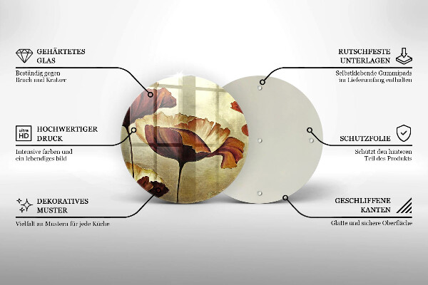 Üveg vágódeszka Festett boho virágok