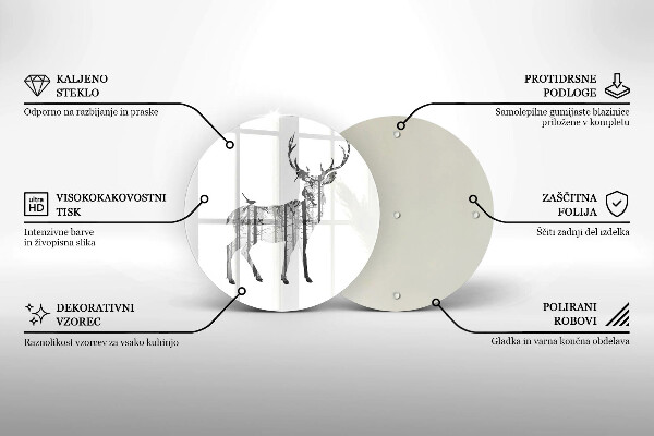 Üveg vágódeszka Szarvas és erdő illusztráció
