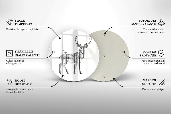 Üveg vágódeszka Szarvas és erdő illusztráció
