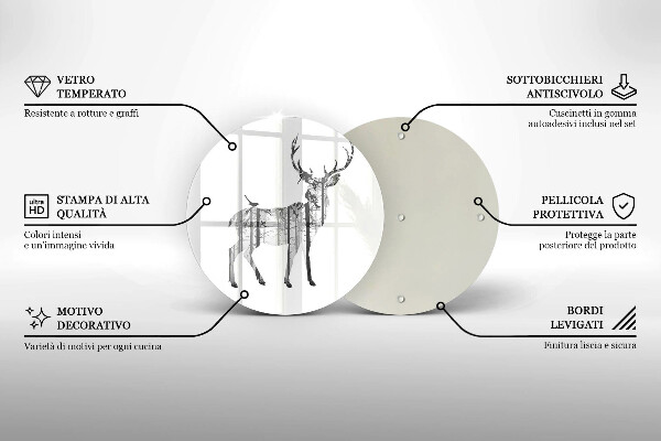 Üveg vágódeszka Szarvas és erdő illusztráció