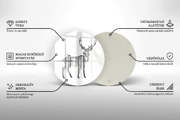 Üveg vágódeszka Szarvas és erdő illusztráció