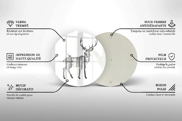 Üveg vágódeszka Szarvas és erdő illusztráció