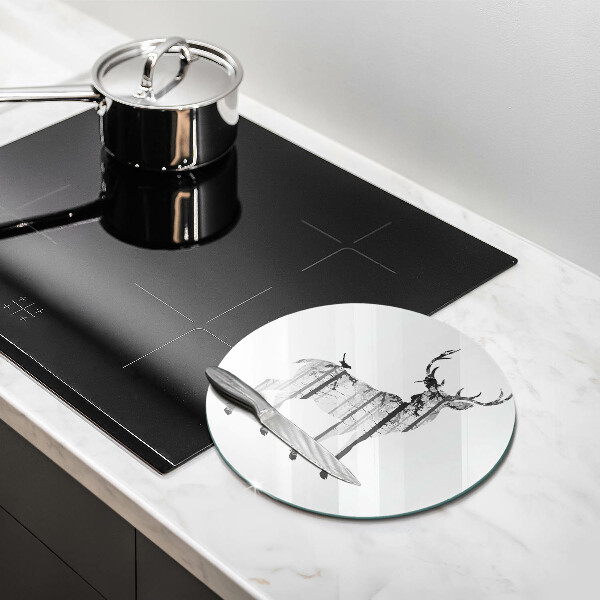 Üveg vágódeszka Szarvas és erdő illusztráció