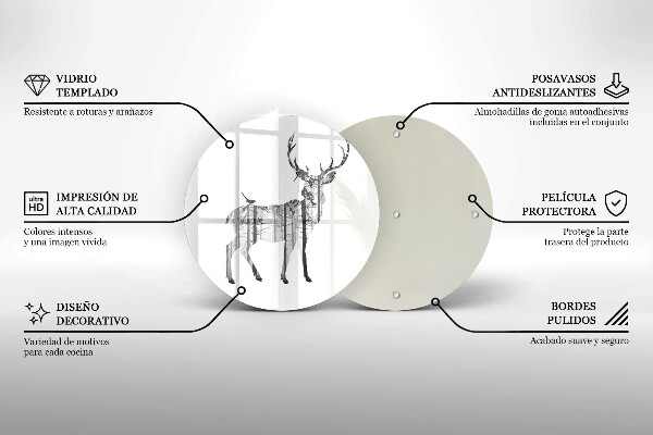 Üveg vágódeszka Szarvas és erdő illusztráció
