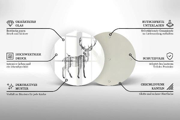 Üveg vágódeszka Szarvas és erdő illusztráció