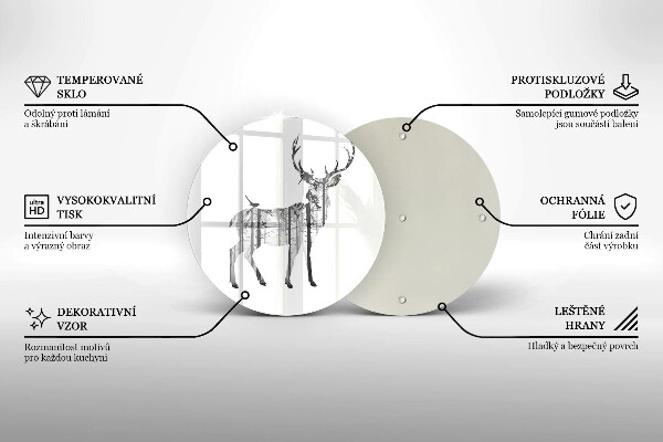 Üveg vágódeszka Szarvas és erdő illusztráció