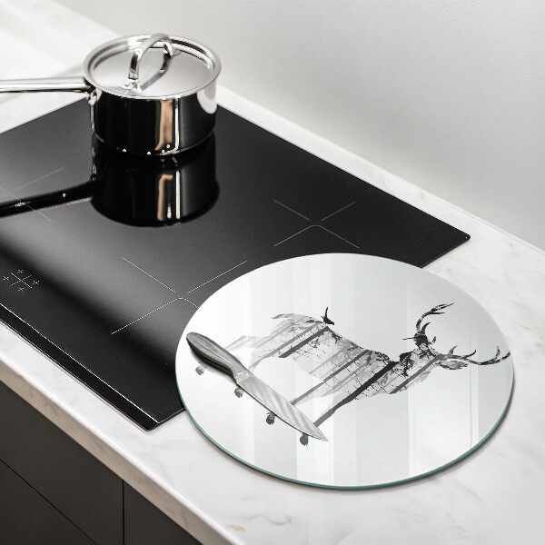 Üveg vágódeszka Szarvas és erdő illusztráció