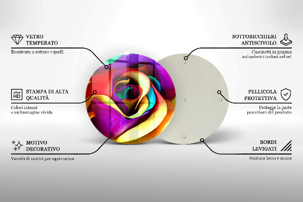 Üveg vágódeszka Színes rózsaszirom