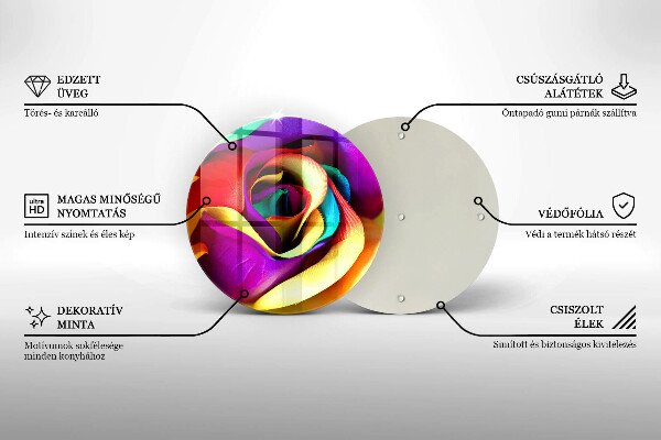 Üveg vágódeszka Színes rózsaszirom
