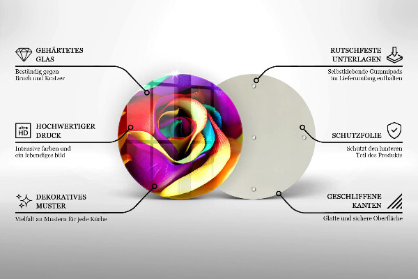 Üveg vágódeszka Színes rózsaszirom