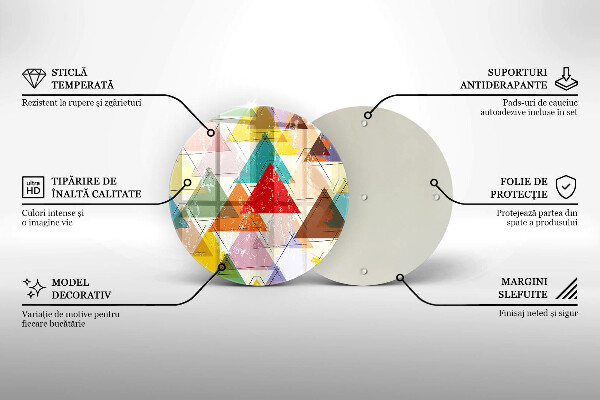 Üveg vágódeszka Festett háromszögek