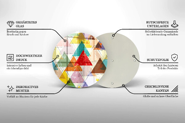 Üveg vágódeszka Festett háromszögek