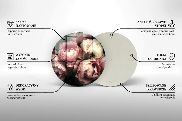 Üveg vágódeszka Bazsarózsa virágok