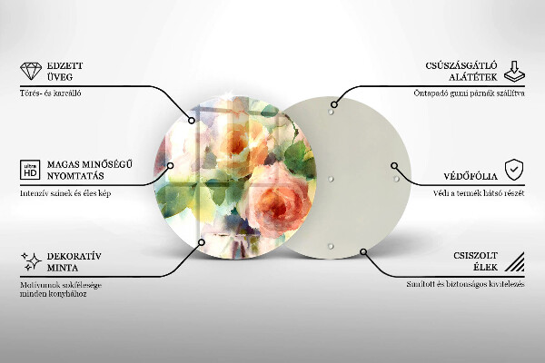 Üveg vágódeszka Festett virágok