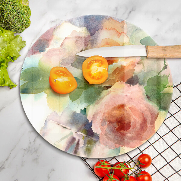 Üveg vágódeszka Festett virágok