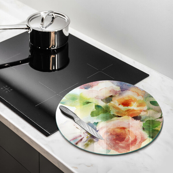 Üveg vágódeszka Festett virágok