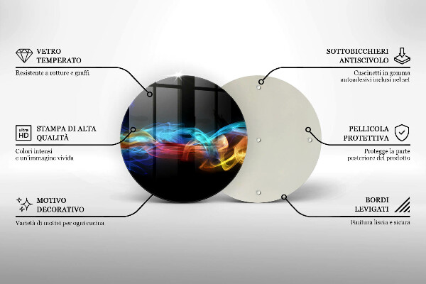 Üveg vágódeszka Színes füst