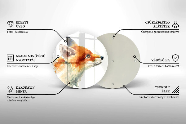 Üveg vágódeszka Festett róka