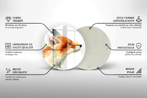 Üveg vágódeszka Festett róka