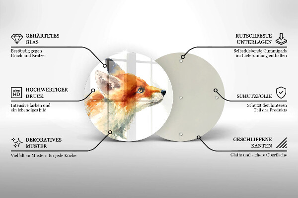 Üveg vágódeszka Festett róka