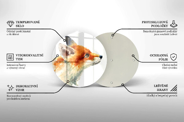 Üveg vágódeszka Festett róka