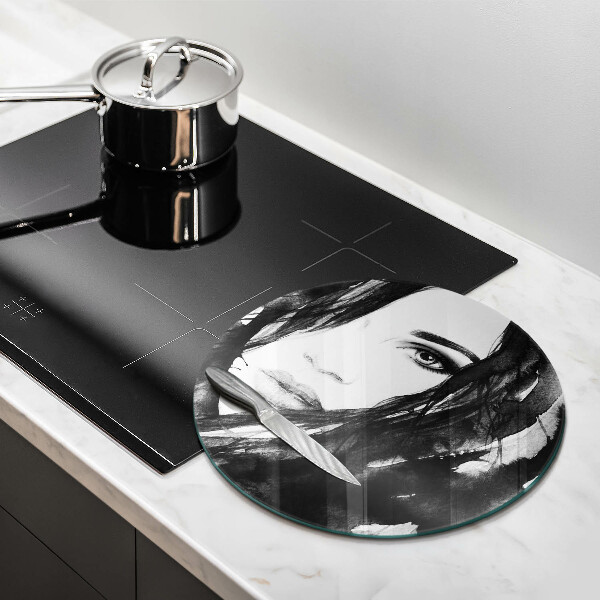 Üveg vágódeszka Női arc