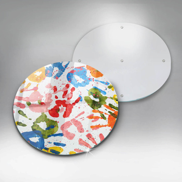 Üveg vágódeszka Gyermek kezek nyomai