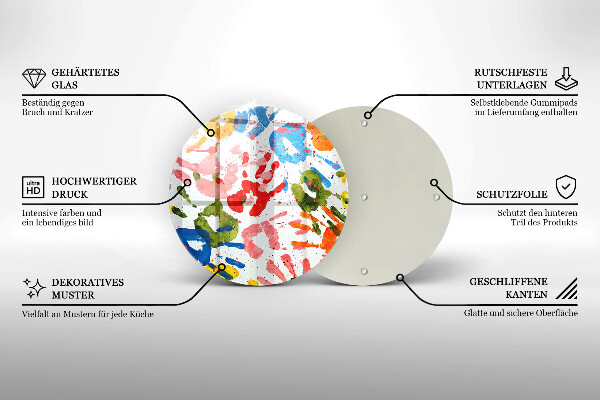 Üveg vágódeszka Gyermek kezek nyomai