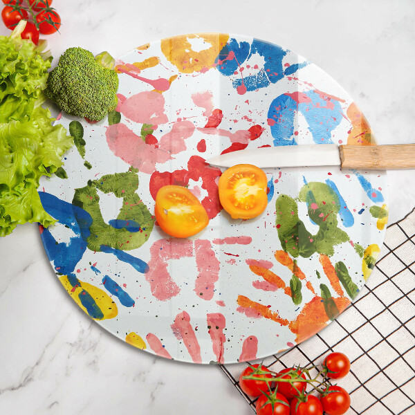 Üveg vágódeszka Gyermek kezek nyomai