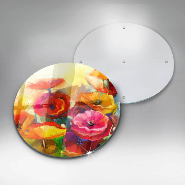 Üveg vágódeszka Festett színes virágok