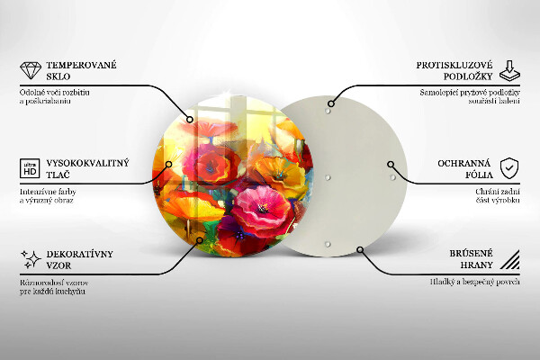 Üveg vágódeszka Festett színes virágok