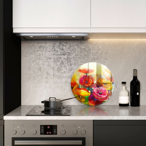 Üveg vágódeszka Festett színes virágok