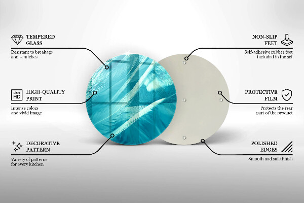 Üveg vágódeszka Finom tollak