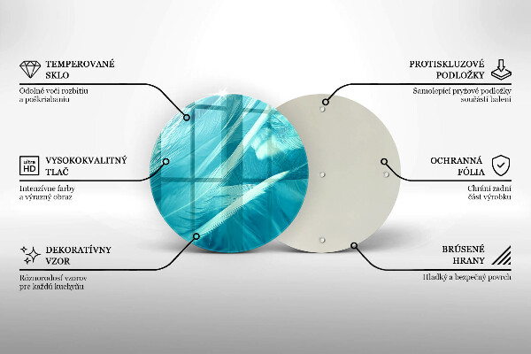 Üveg vágódeszka Finom tollak