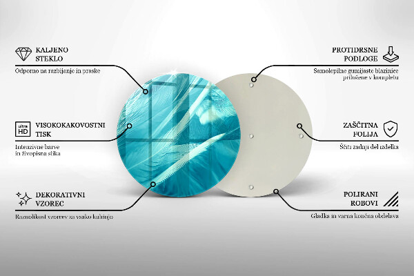 Üveg vágódeszka Finom tollak