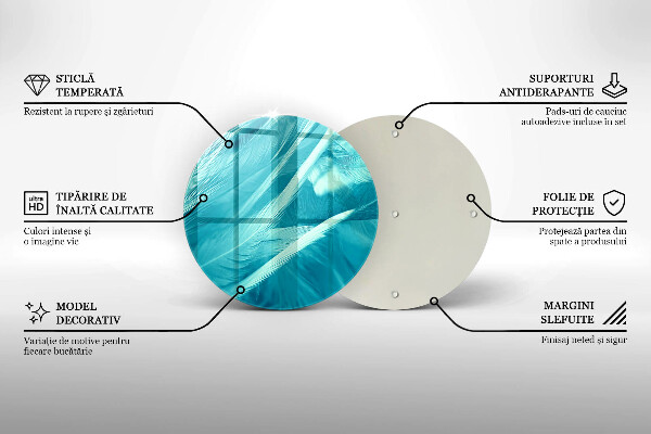 Üveg vágódeszka Finom tollak
