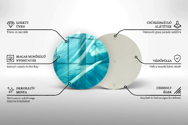 Üveg vágódeszka Finom tollak