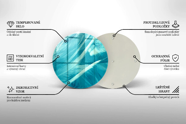 Üveg vágódeszka Finom tollak