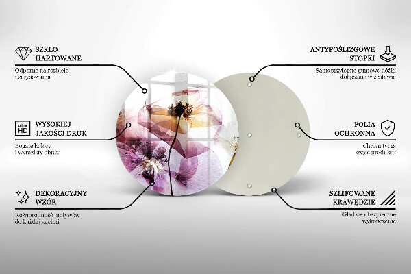 Üveg vágódeszka Finom virágok